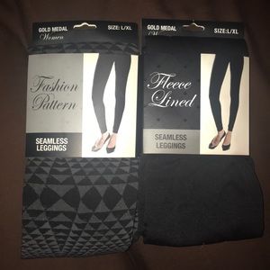2 pairs of leggings one fleece lined one regular